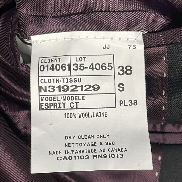 New Jack Victor Esprit Wool Suit Jacket Blazer Black Sz 38S - Picture 16 of 16